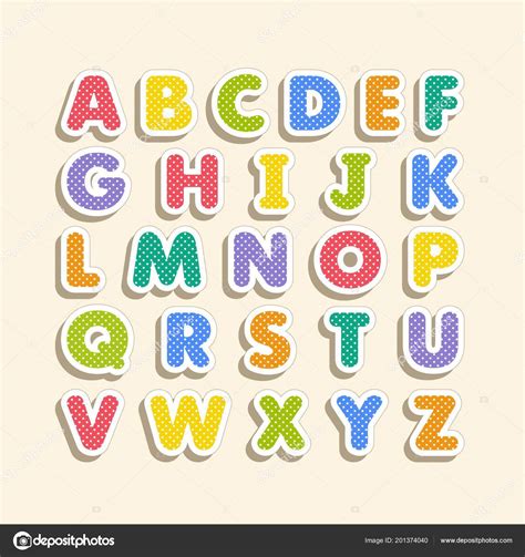 Alfabeto Para Crianças Estilo Dos Desenhos Animados Fonte Infantil Com