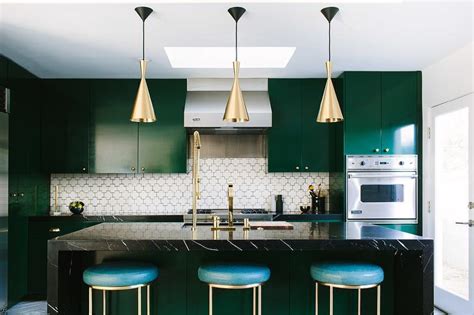 Emerald Green And Black Kitchen Design Contemporary Kitchen