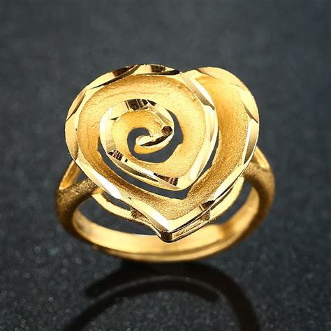 Buy Love Heart Ring For Women Romantic Multilayer Flower 18k Gold Plated Jewelry Wedding T At