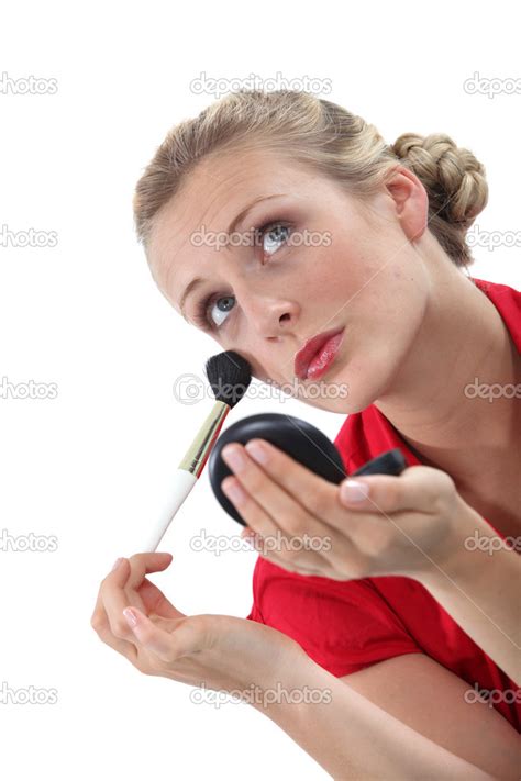 Blond Woman Applying Blusher Stock Photo By ©photography33 17098069