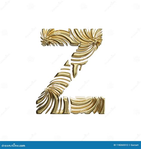 Alphabet Letter Z Uppercase Golden Font Made Of Shiny Yellow Metal 3d