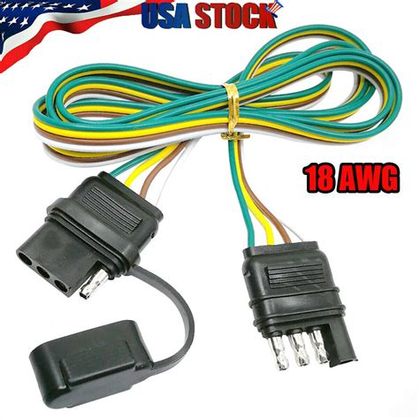 2ft Trailer Light Wiring Harness Extension 4 Pin Plug 18 Awg Flat Wire