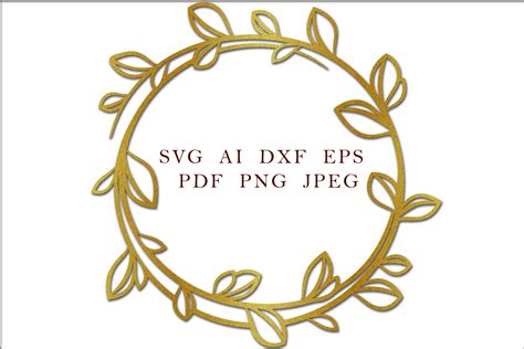 Round Frame With Leaves Svg Circle Frame Svg By Esha Thehungryjpeg