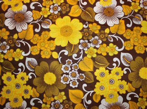 Lovely 70s Vintage Retro Floral Fabric In By Threecrownsretro