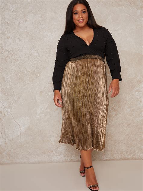 Plus Size Gold Sequin Skirt Ph