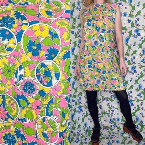vintage 60s psychedelic mini dress pastel cotton shift etsy