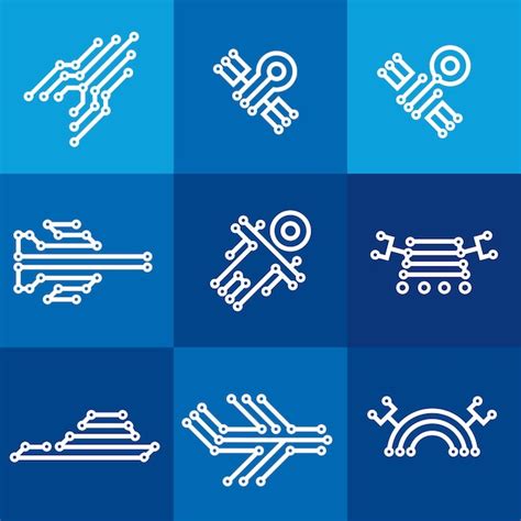 Premium Vector Digital Electronic Icons On Blue Squares