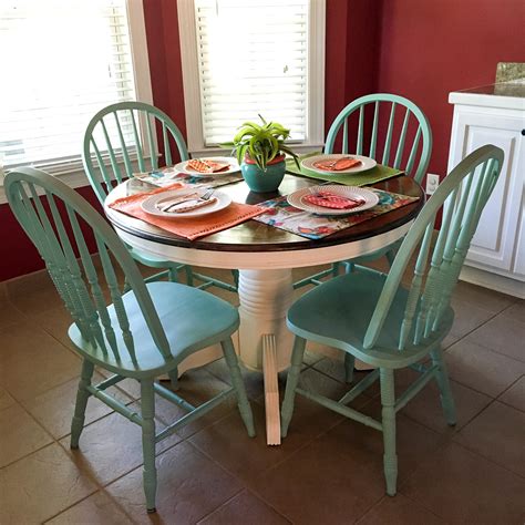 Kitchen chair and table sets. Turquoise and White Kitchen Table