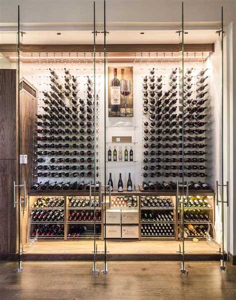 Modern Custom Reach In Wine Cellar Featuring The Cable Wine System