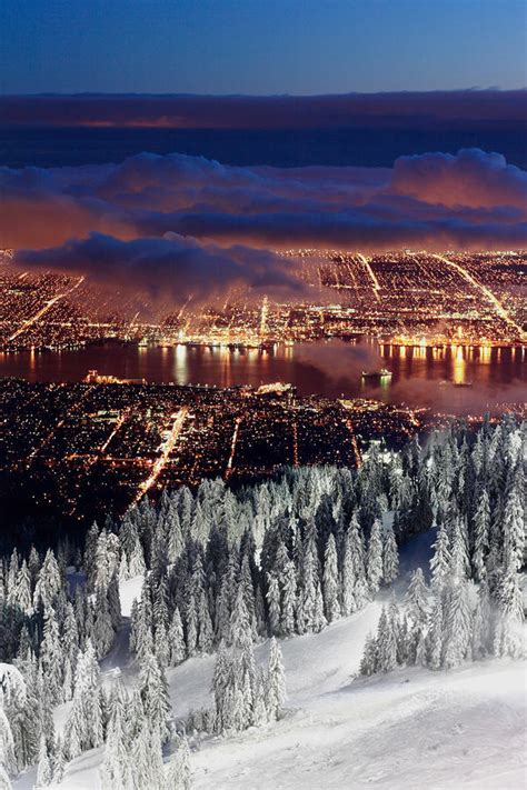 Losedview Of Vancouver From Grouse Mountain At Sunset Photograph By