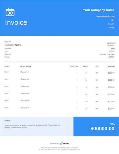 Net 30 Invoice Template Free Download
