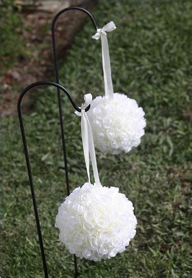 Rose Pomanders Kissing Balls On Shepherds Hooks Wedding Canopy
