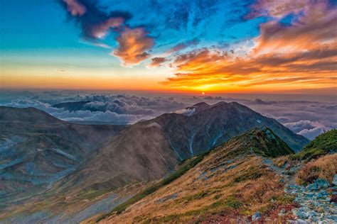 Beautiful Cliff Clouds Dawn Dusk Evening Grass Landscape