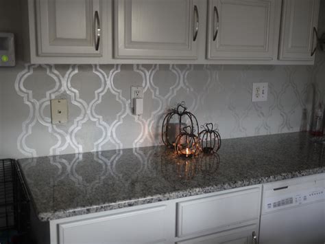 It could be drywall if you are stenciling a laminate backsplash, you'll start by lightly sanding the entire thing with. Pembroke Lane: Our Pearlized Stenciled Backsplash