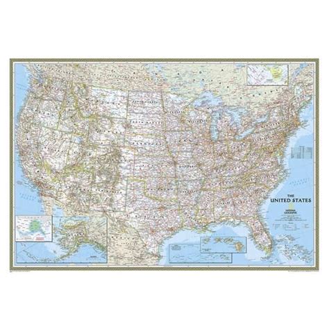 United States Ngs Classic Mural Wall Map 3 Sheet Paper Stanfords Map