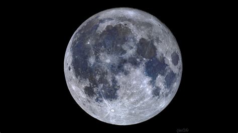 Color Mosaic Of The Full Moon Reveals Blue Seas Of Titanium Photo