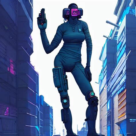 Krea Ai A Cyberpunk Policewoman Cyborg On The Street Of A