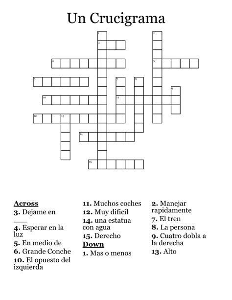 Spanish L2 3b Vocabulary Crossword Wordmint