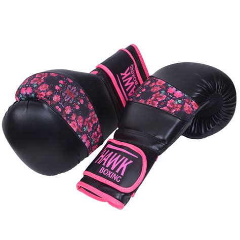 Hawk Pink Boxing Gloves Ladies Womens Flowers Girls Leather Training