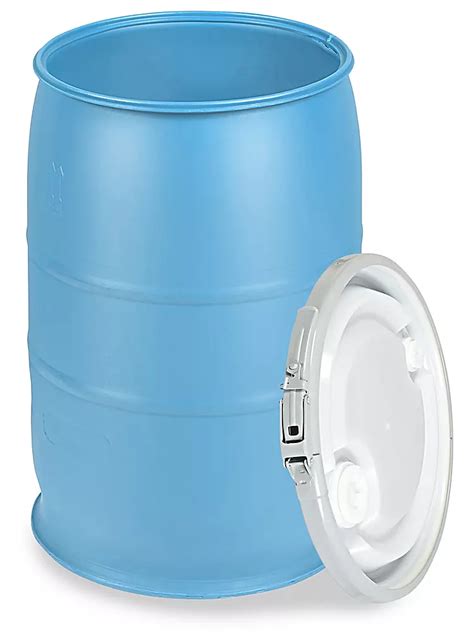 Plastic Drum With Lid 30 Gallon Open Top Blue S 11860 Uline