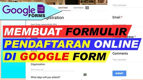 Cara Membuat Formulir Pendaftaran Online Di Google Form Youtube