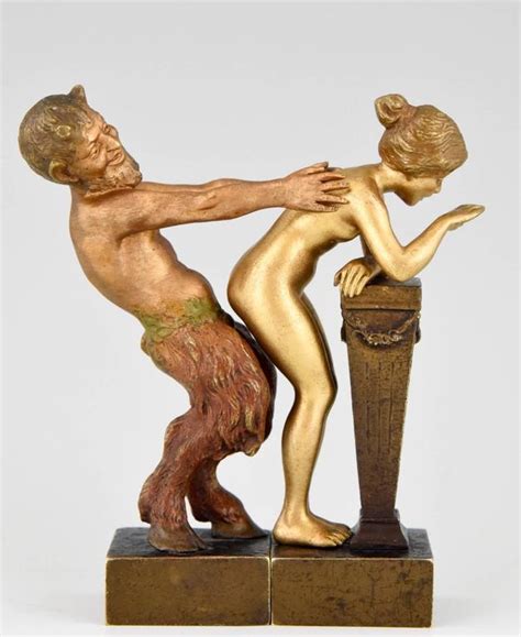 Erotic Vienna Bronzes Nude And Satyr By Bergman At Stdibs