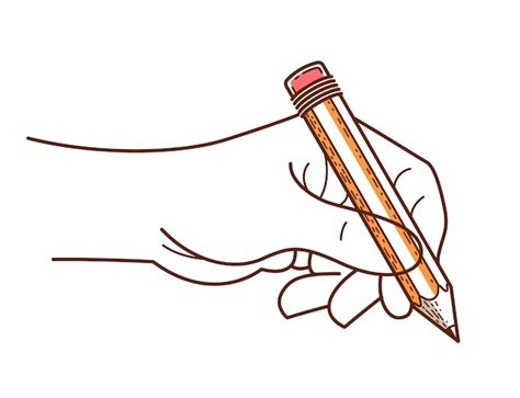 Main Avec Un Crayon écrit Ou Dessin Isolé Sur Fond Blanc Illustration