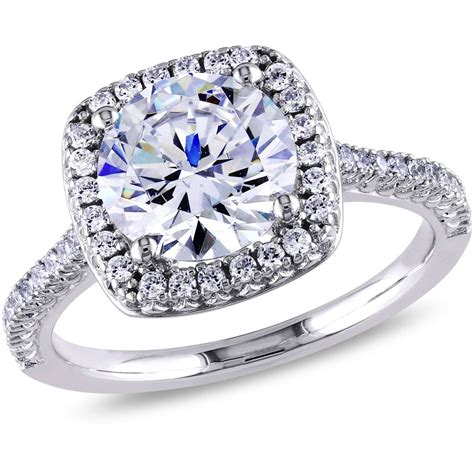Miabella 5 Carat T G W Cubic Zirconia Sterling Silver Halo Pertaining To Wedding Bands At Walmart 