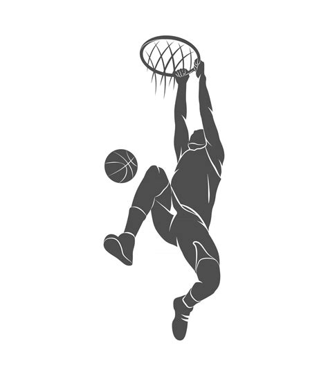 Silhouette Basketball Player With Ball On A White Background Vector