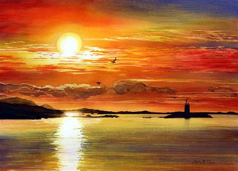 Sunset Lake Painting By Hailey E Herrera