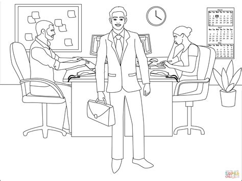 Office Worker Coloring Page Free Printable Coloring Pages