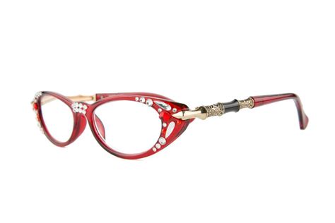 red vintage cat eye reading glasses made with swarovski crystals unbranded reading glasses