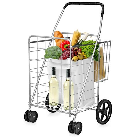 Costway Utility Shopping Cart Foldable Jumbo Basket Outdoor Grocery