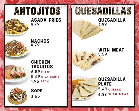 Online Menu Of Tacos El Unico Restaurant South Gate California 90280