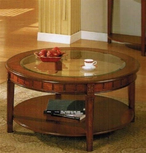 Round Wood Coffee Table With Glass Top Ideas On Foter