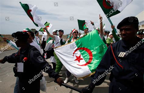 Algerias Soccer Fans Sing Police Officers Editorial Stock Photo Stock