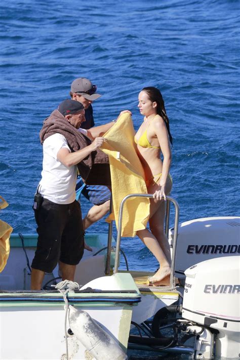 Dakota Johnson In Yellow Bikini Fifty Shades Freed Set In France July