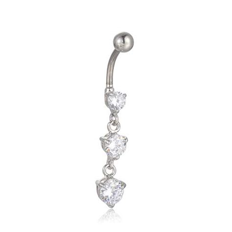 Bodyj4you Crystal Belly Button Ring Surgical Steel Curved Navel Barbell Body Piercing 14g 16mm