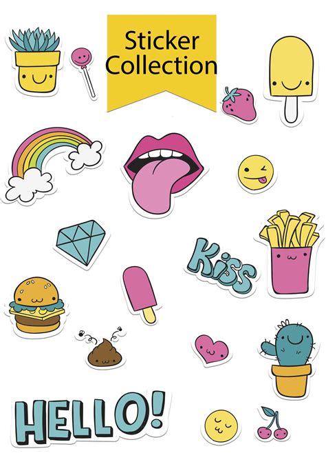 Stickers Cute Collection A4 Size Print Buddies Vsco Sticker Pack In