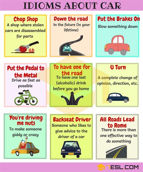 CAR Idioms: Useful Car, Speed and Driving Idioms & Sayings • 7ESL