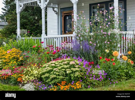Bass Harbor Maine Summer Cottage Garden And Covered Porch Flower