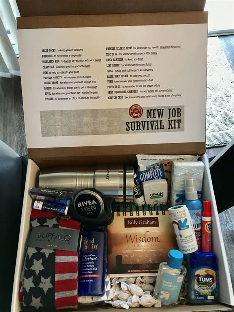 Gift ideas to send your boyfriend at work. DIY New Job Survival Kit for Boyfriend | Geschenke zum ...