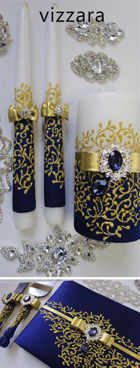 What creative or personal aspects did you include in your wedding? Navy and gold wedding Navy blue wedding Guests books Unity ...