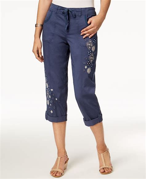Style And Co Embroidered Capri Pants Created For Macys And Reviews