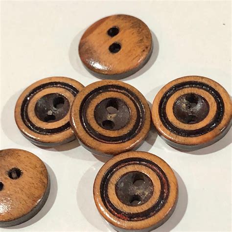 15mm Dark Brown Wooden Buttons 2 Hole Wood Button Wooden Etsy