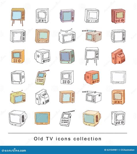 Set Televisions Vintage Vector Illustration Stock Vector