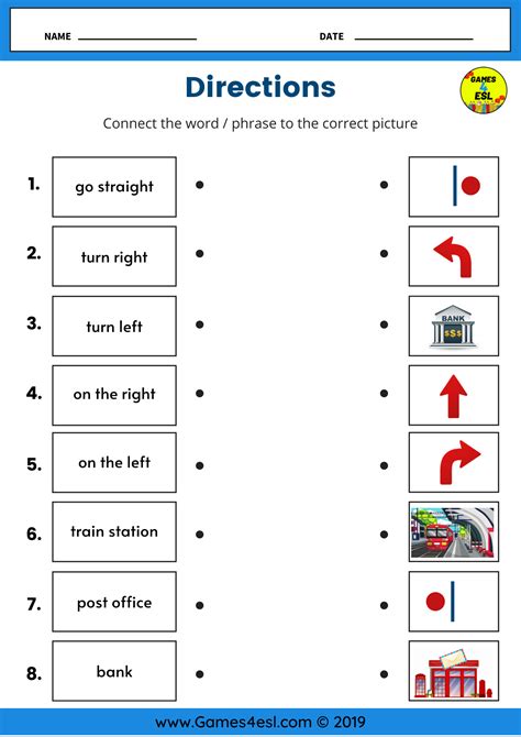 Directions Worksheets English Lessons For Kids Learning English For