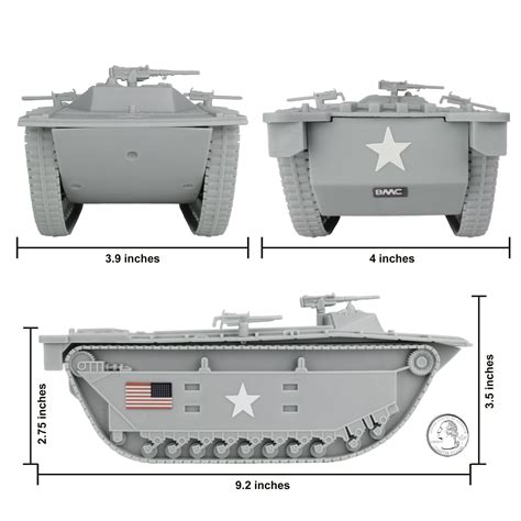 Bmc Ww2 Gray Amtrack Tank Vehicle For 54mm Plastic Army Bmc Toys