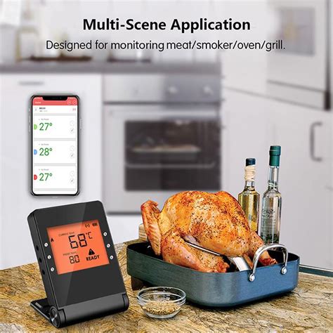 Remote Digital Wireless Cooking Food Meat Thermometer 6 Probes For Bbq