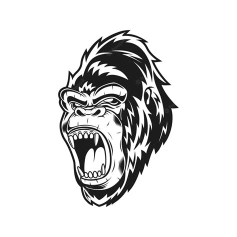Premium Vector Monochrome Scream Gorilla Vector Illustration